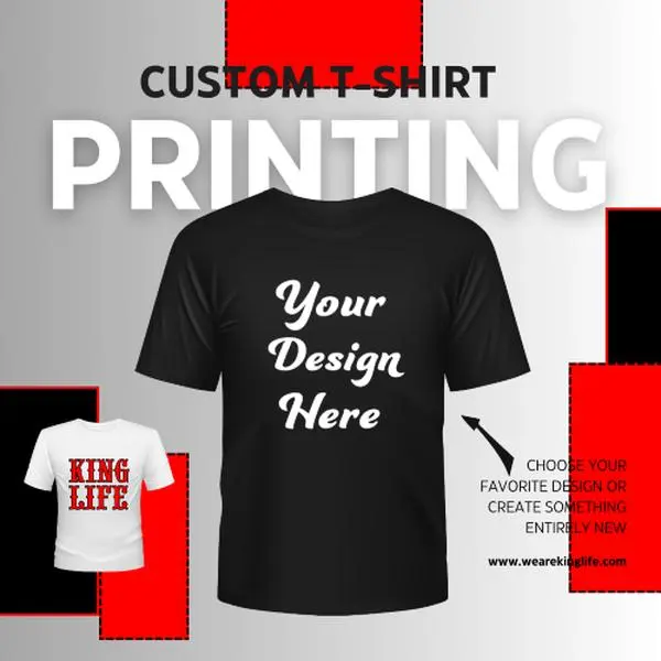 Kinglife Custom DTF Print Unisex T-Shirt, Personalized Graphic Tee, 100% Cotton Clothing for Custom Designs, 3X, Casual, Breathable, Custom Prints