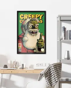 Art Print Zombie Santa Christmas Card .Halloween Decorations, Halloween Party Decorations. Halloween Hrror Movies. Spooky Halloween Decorations, Wall Decor.