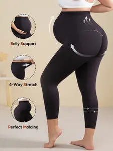 Pregnant Women's High-Waisted Seven-Quarter Tight Pants, Maternity Clothing, Soft Elastic Support, Breathable Fabric, Comfortable Daily Wear