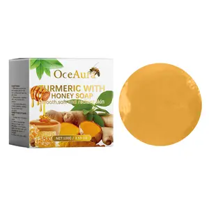 OceAura Turmeric With Honey SOAP， Brighten, smooth, and hydrate your skin with turmeric root extract, coconut oil, and palm oil， your daily glow bar for an even, radiant, fresh-looking complexion3.53 oz/100g
