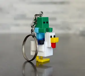 Minecraft Chicken Jockey Zombie Riding Chicken Keychain