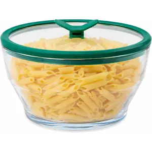 8 Cup Glass Microwave Pasta Cooker -  & Plastic Free Microwave Spaghetti Cooker - Meal Prep & Glass Cookware | Stackable Airtight  Storage Container with Vented Lid (Kale)