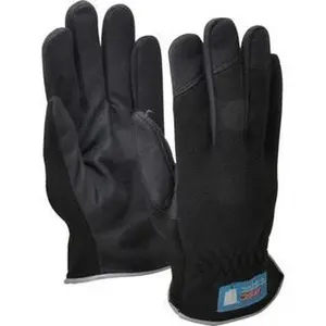 Made in USA Amara Full-Fingered Work Gloves, Size M (8), Uncoated, Slip-On Cuff, Black Paired Gloves for Mechanics, Model 280009
