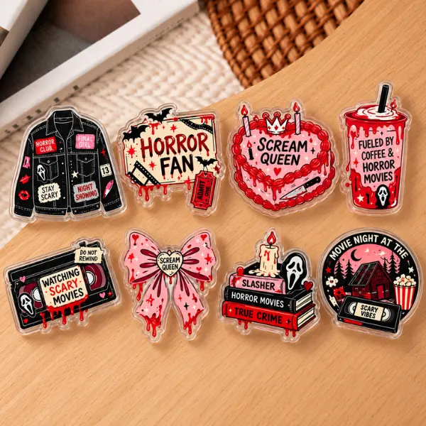 Spooky Cute Horror Movie MagSafe Phone Grip Collection, Aesthetic Creepy Cute Halloween PopSocket Set, Pink & Black Spooky Phone Accessory