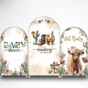 15-day 2D Flat Delivery Cactus Boho Baby Shower Arch Backdrop Cover for Desert Theme Events
