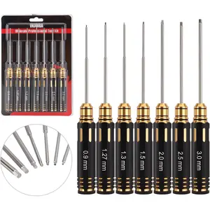 RC Hex Screw Driver Set-7PCS  Tool Kit 0.9, 1.27, 1.3, 1.5, 2.0, 2.5, 3.0mm Hexagon Allen  Wrenches Sets, Repair for Model Helicopter Drone Boat ,(Tool-LSD39)