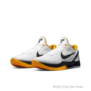 Kobe 6 Protro White Del Sol Stylish, Comfortable, Slip-resistant, Durable, Versatile, and Casual Basketball Shoes