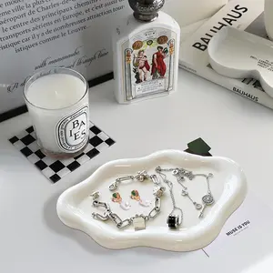 Women's Ceramic Jewelry Dish, Irregular Cloud Shape Trinket Tray, Watch Key Ring Holder, Mother's Day Christmas Gift ()