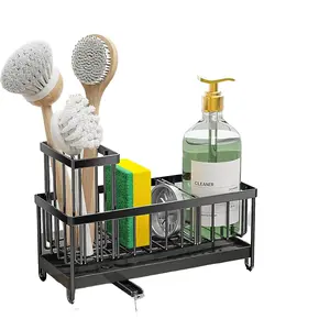 Stainless Steel Rectangle Kitchen Sink Organizer Rack - 3-Layer Compact Sponge Holder, Brush Holder, Rustproof Rotatable Spout Soap Dispenser, Easy-Install Adjustable Storage Solution for Kitchen Organization, Installation