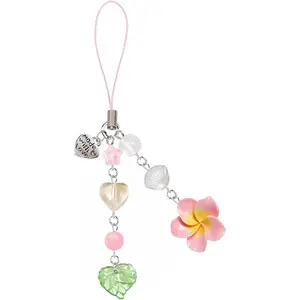 L-PCS026  Hibiscus Flower Phone Charms,Cute Y2K Cell Phone Straps Aesthetic Star Summer Beach Accessories Phone Bag Keychain Decor