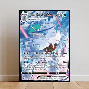 Pokemon Ice Rider Calyrex Vmax Cartoon Card Poster ,Ice Rider Calyrex Vmax Pokemon Poster Anime Canvas Sticky Wall Art Printing Waterproof Home Living Bed Room Bar Aesthetic Decor