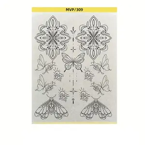 Pre-Drawn Tattoo Transfer Paper Roll, Pre-Drawn Patterned Tattoo Stencil Sheet, Ideal for Temporary Tattoos & Body Art Designs