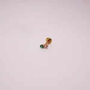 Titanium Green & Clear CZ Stack Flatback Earring for Stylish Earring Collections