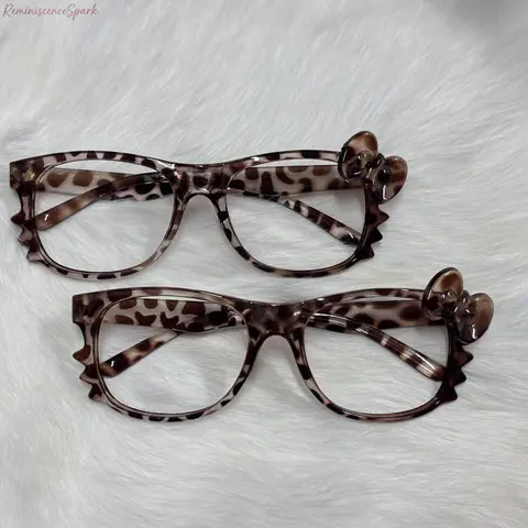 Women's 2-Pack Kawaii Y2K Adorable Kitty Leopard Print Sports Eyewear - Trendy Cartoon Nerd Frames, Cutecore Decorative Glasses, One Size, Perfect Gift for Birthdays, Anniversaries, Back to School, Female Daily Street Use