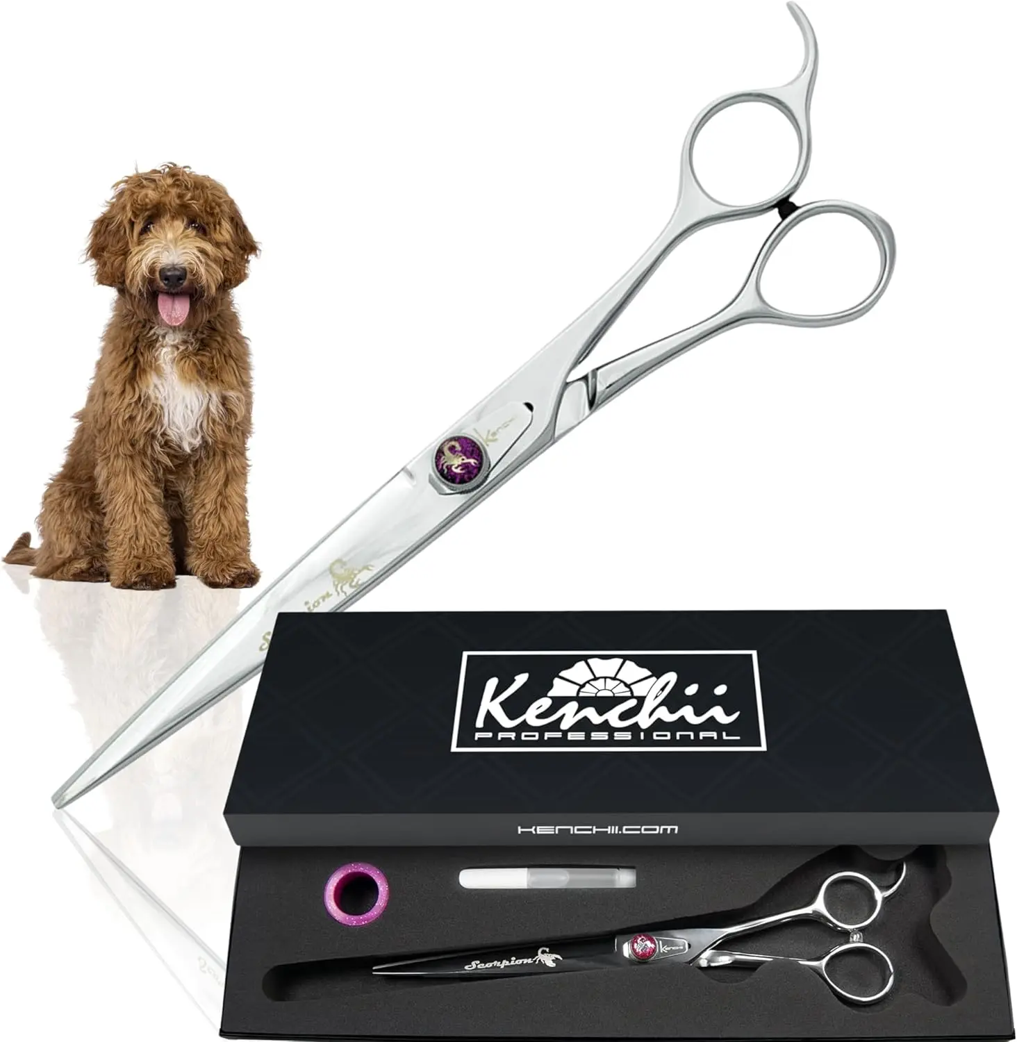 Kenchii Scorpion Grooming Scissors for Dogs and Pets - Premium Steel Scissors for Dog Grooming - Dog Shears Pet Grooming Accessories - Pet Hair Trimming Scissor