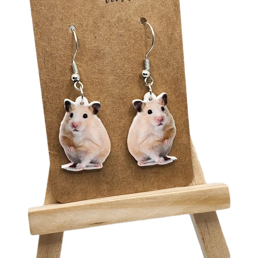 Hamster Earrings - Lightweight Cat Earrings with Cute Design Made of High-Quality Plastic Perfect for Pet Lovers Hook Earrings Ideal for Hamster Enthusiasts Comfortable and Unique Gift Idea