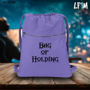Bag of Holding Drawstring Tote – Dungeon Master Dice Bag, Fantasy Gamer Gift, Spellbook Storage, or Everyday Adventurer Bag