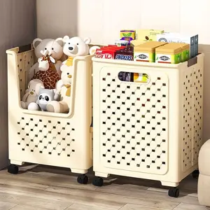 Ultra-capacity foldable laundry basket with 4-wheel mobility - Heavy-duty plastic storage and organization bin, space-saving modern design suitable for bathrooms, laundry rooms, and storage areas - Multi-purpose rectangular basket