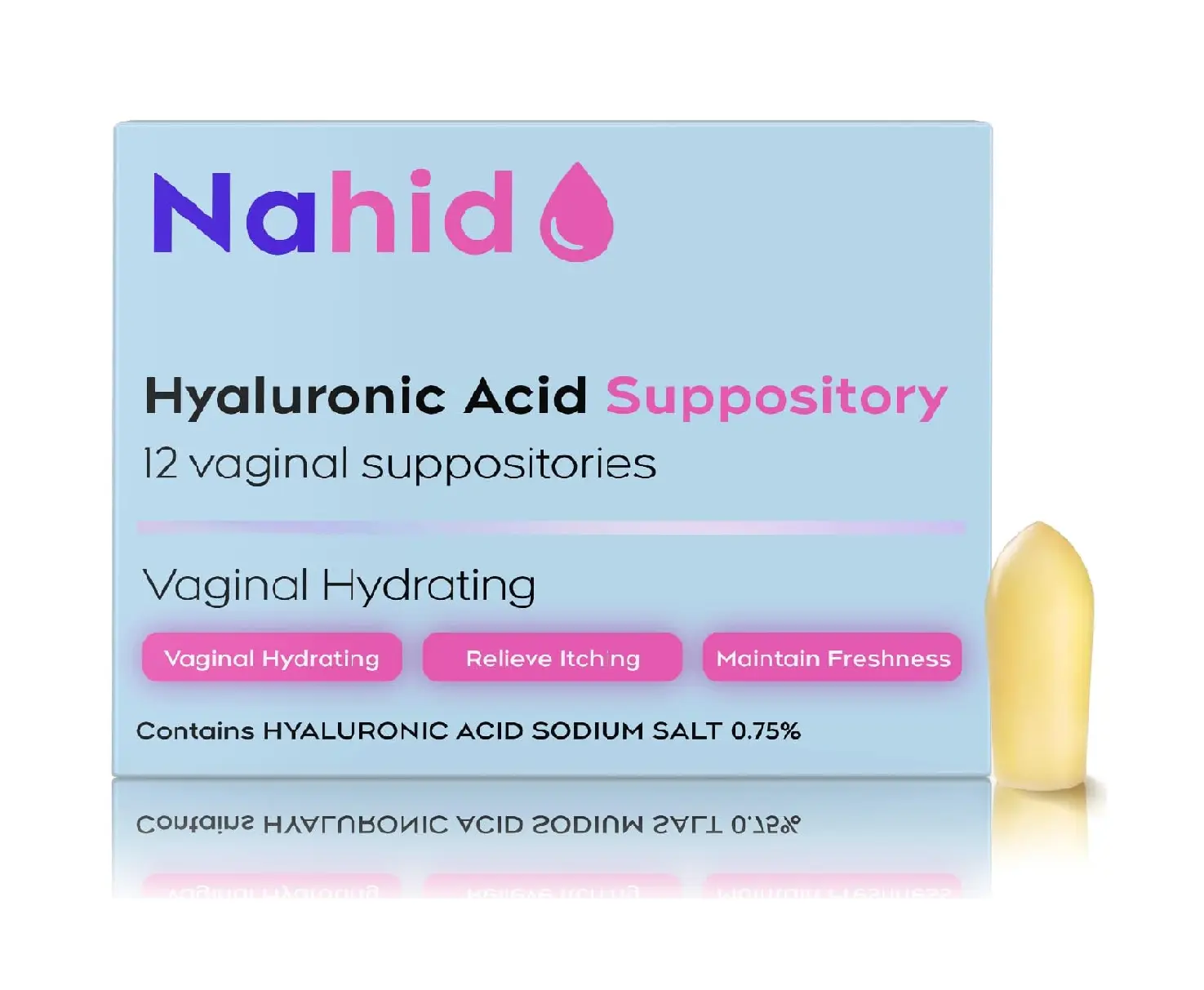 Nahid Intimate Moisture Inserts | 12 Count | 15 mg Hyaluronic Acid | pH-Balanced Feminine Care | Up to 72H Moisture Support