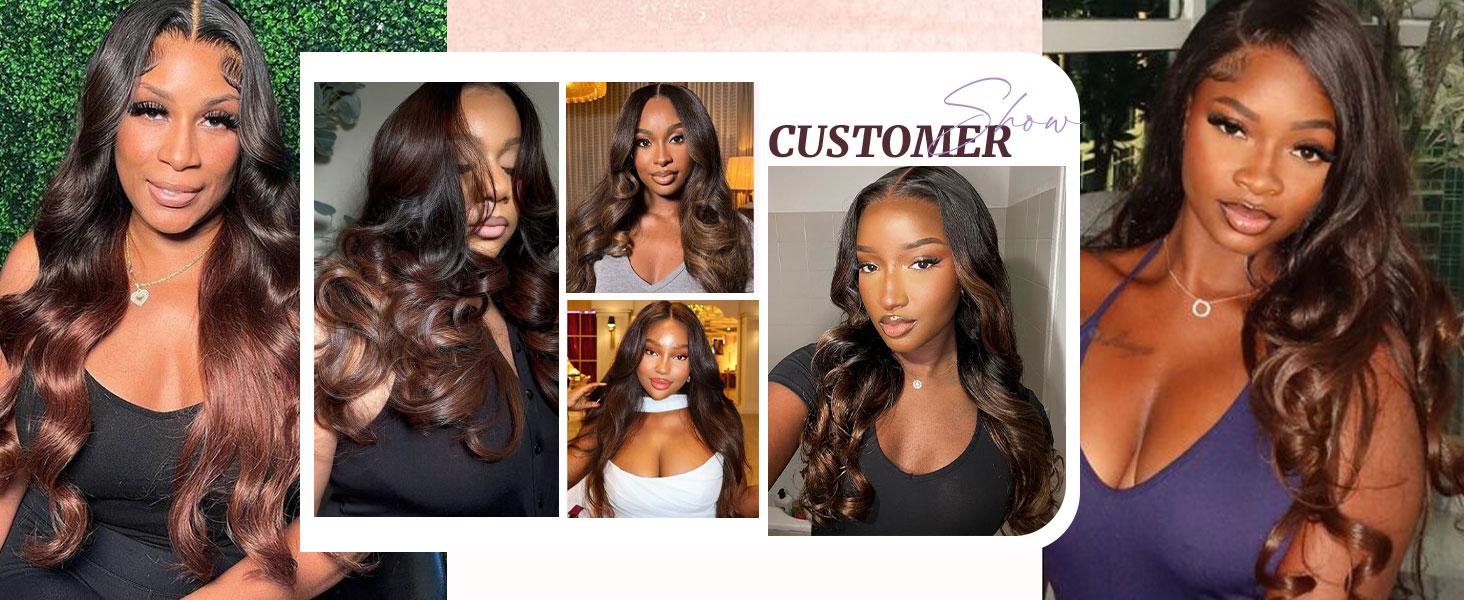 MISSTOO Brown Highlight Body Wave Human Hair Bundles Brazilian Remy Ombre Blonde Wavy Sew in Piano Color T1B/30 Human Hair Weave Bundles
