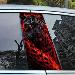 2pc Jaguar Car B Pillar Protection Sticker, Easy Peel & Stick, Sunproof Waterproof Scratch Resistant, Fits All Cars, Car Exterior Decoration, Car Decals