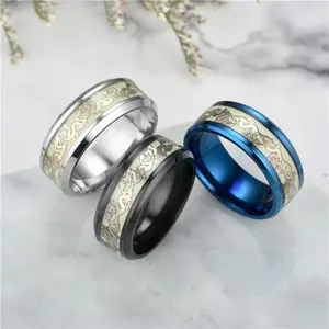 Men's Titanium Alloy Dragon Ring - Glow-in-the-Dark LARP Costume Jewelry, Intricate Dragon Sculpture, 3 Color Options, Sizes 7-10, Bold Personalized Daily Wear Statement Piece, Glow-In-The-Dark Rings, Dragon Rings