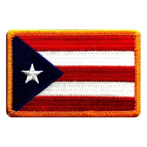 Puerto Rico State Flag Orange Border Hook Patch (3.0 X 2.0-PR2B)