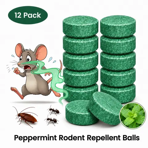 12-Pack Natural Peppermint Oil Pest Repellents Pouches - Home Pest Control, Fast-Acting Eco-Friendly Cost-Effective User-Friendly Long-Wearing Multi-Insect Formula, Mice Repellent Indoor, Garage & Shed Use