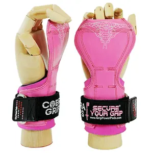 Cobra Grips FIT Pink Rubber Weight Lifting Grips, Straps Hooks Alternative, Power Lifting.