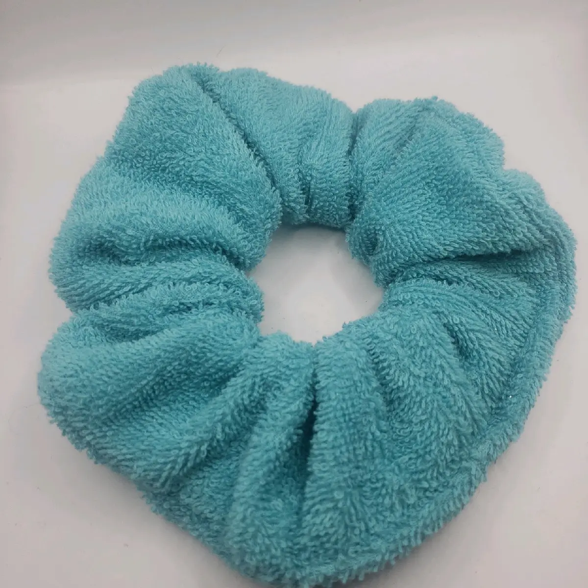 Teal towel scrunchy