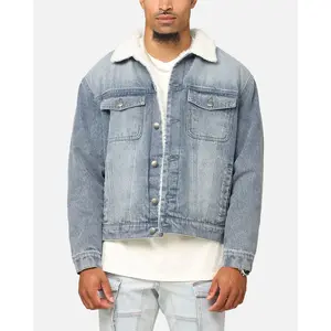 Saint Morta Sherpa Boxy Denim Jacket Dirty Denim