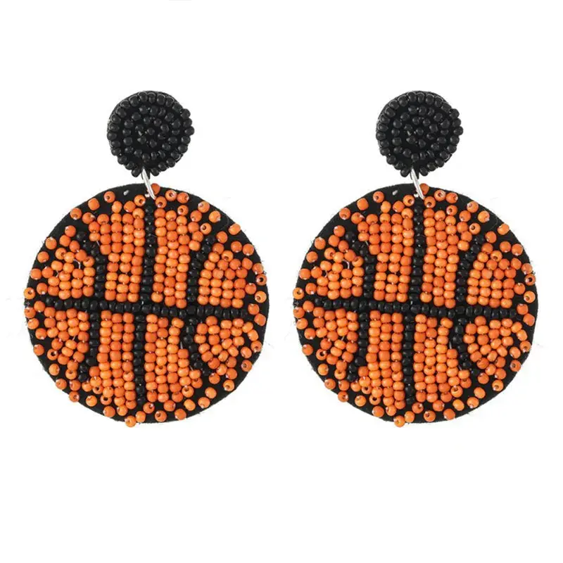 Basketball Seed Bead Earrings