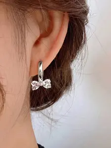 Cute Heart-Shaped Bow Earrings, Elegant Sweet Princess Ear Jewelry, Perfect for Girls, Adorable Accessory for Special Occasions