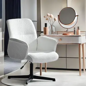 Homy Casa Thomasina 360° Swivel Office Chair with Ergonomic Mid Back, Height Adjustment, Armrests, White, Modern Design, Soft & Comfortable  Interior Adjustable