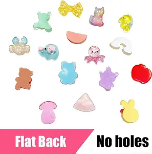 60pcs assorted resin decor set with flat-back pieces, mixed cute embellishments ideal for crafts, journals, and creative projects