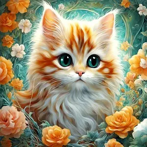 Cute Cat Pattern DIY Diamond Arts Colorful Painting Kit without Frame, DIY 5D Diamond Arts Colorful Painting for Bedroom Wall Decor