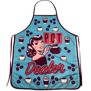 Pot Dealer Apron Funny Morning Cup Of Coffee Graphic Novelty Kitchen Smock Funny Aprons Adjustable Household Items Graphic Print Coffee Grill Apparel Funny Food Cover Grilling Apparel for Men Blue
