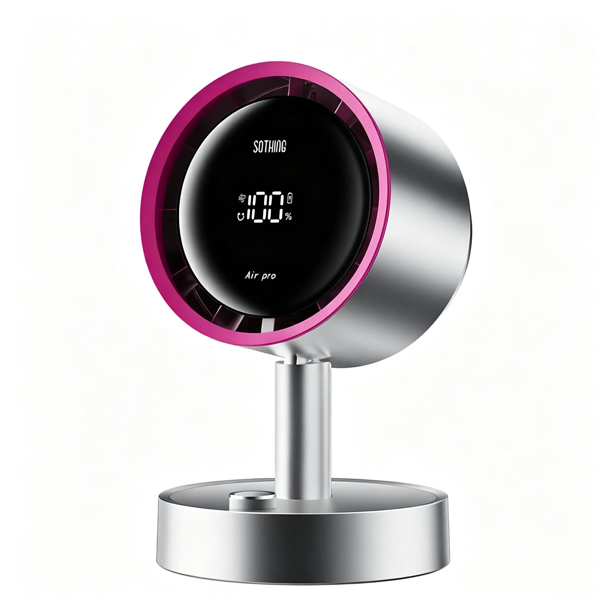 Sothing Air Pro Portable Compact Desk Cooling Fan - Quiet Battery Operated Cordless USB Indoor Fan, 120° Oscillation, Filter, Scent Function, 100 Speeds, 30ft/s Airflow, 35dB Silent Motor, 360° Knob Control, Type-C Rechargeable for Home, Office, Battery O