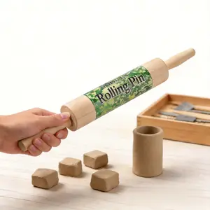 Natural Wooden Rolling Pin Set with Thickness Guides - Premium Baking Tools for Dough, Cookies & Pasta