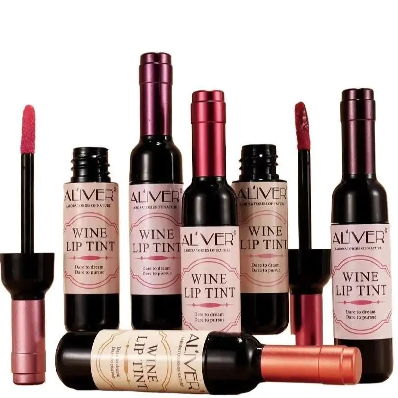 ALIVER 6pcs 1rd Matte Effect Liquid Lip Tint Set - Long-Lasting, Waterproof Cosmetic, Moisturizer, Gloss, Easy-Cleaning, Anti-Fade, Cruelty-Free for Everyone, All Skin Types