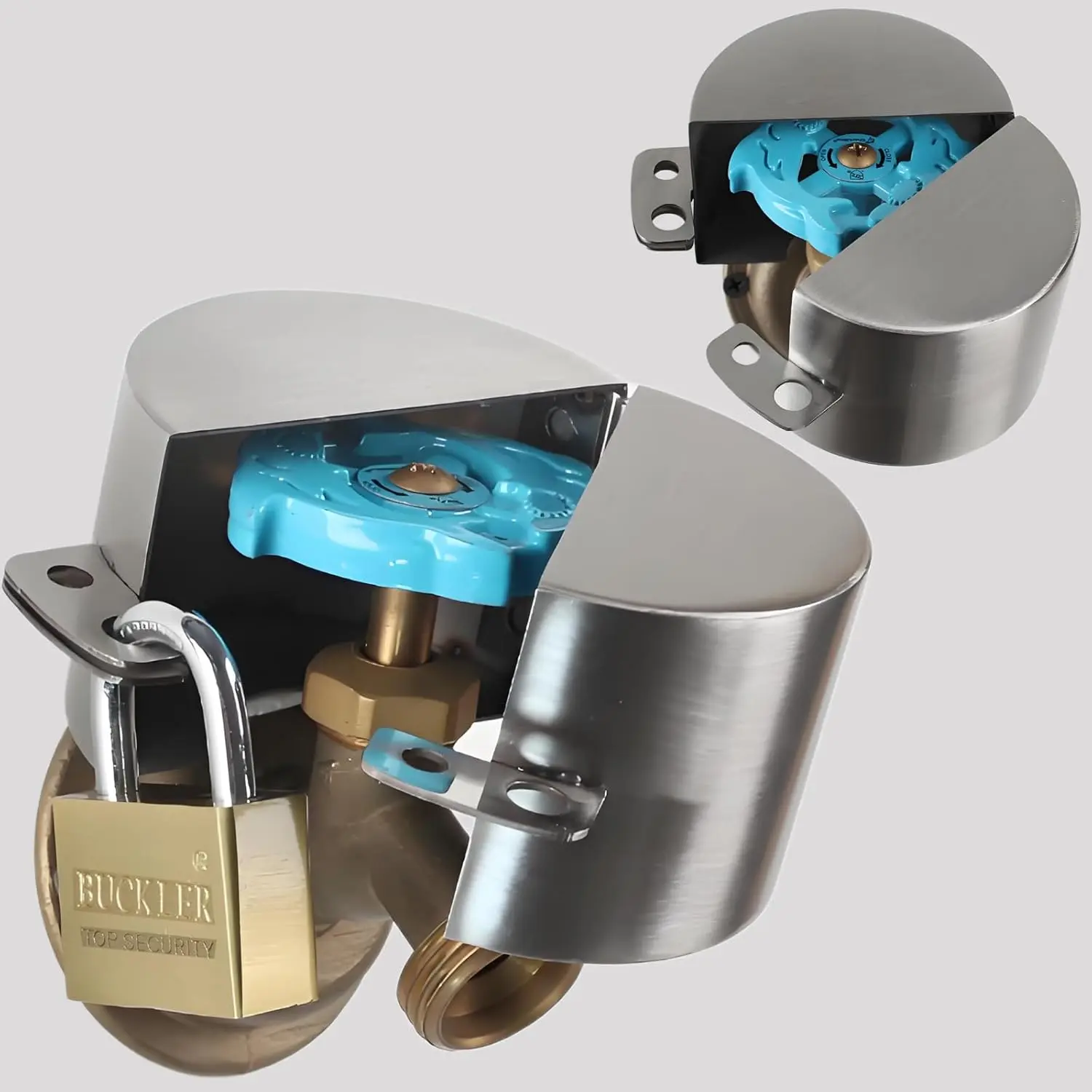 Stainless Steel Outdoor Faucet Lock Kit with Padlock & Cover, 1.18 in Bottom Hole, Fits 1.5-3 in Dia Valve Handles, 3.03 in Diameter, 4 Keys, Anti-Theft for Preventing Unauthorized Use, Ideal for Restaurants & Residential Spaces