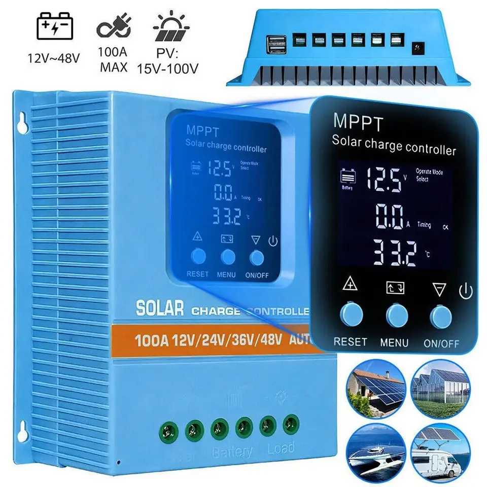 4800W 100A MPPT Solar Charge Controller 12V/24V/36V/48V Battery PV Regulator US