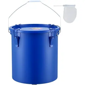 VEVOR 10 Gallon Fryer Grease Bucket, Oil Disposal Bucket Caddy on Wheels, Rust-proof Coated Carbon Steel Fryer Oil Transport Container with Filter Bag, Lid Lock Clips for Cooking Oil FilteringVEVOR Super Brand Day