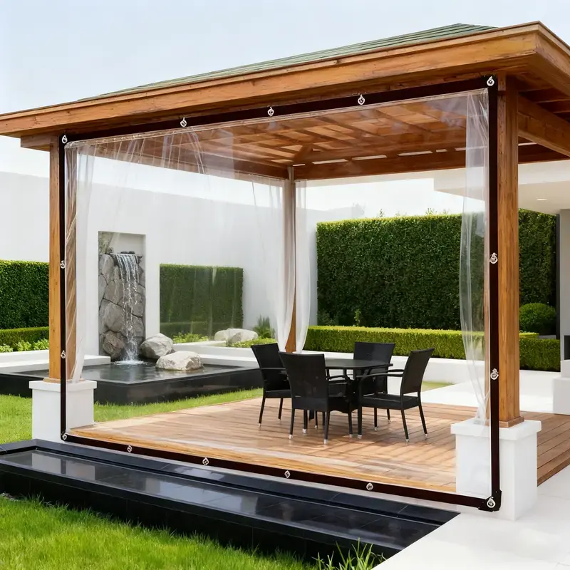 2-Pack 7x10FT Heavy Duty Clear Tarp: 2026 Upgraded 100% Waterproof Rain Shield for Patio & Porch, Crystal Clear Vinyl Cover for Outdoor Furniture, BBQ & Deck, Reinforced Leak-Proof Tarpaulin