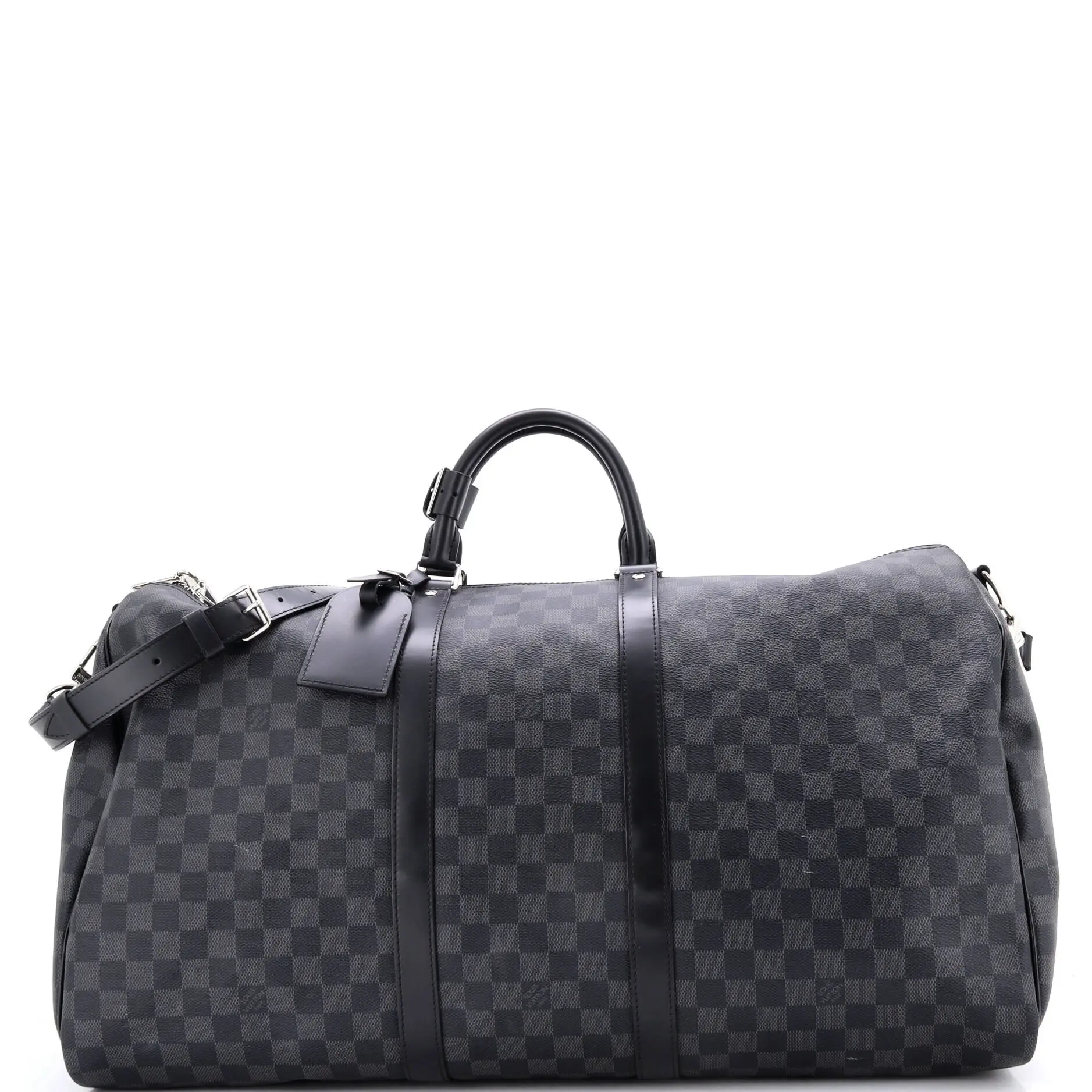 Pre-owned Louis Vuitton Canvas Coated Travel Bags Keepall Bandouliere Bag Damier Graphite 55 by Rebag