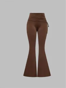 Women's Flare Leg Pants, High Waist Casual Comfy Fitted Bell Bottom Trousers for Daily Wear, Ladies Bottoms for All Seasons