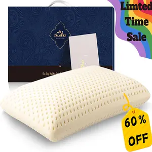 Talatex Natural Latex Pillow – 100% Latex, Antibacterial, Pressure Relief, Helps Reduce Dandruff and Scalp Itch, No Memory Foam Chemicals