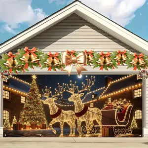 Christmas Garage Door Banner Outdoor Decoration, Large Fabric Gate Cover, Perfect for Holiday Wall Art, Photo Booths, Weddings, Parties