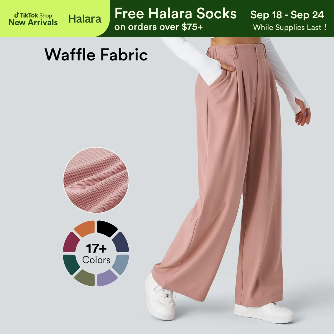 【Creator’s Pick】Halara Flex High Waisted Pocket Wide Leg Waffle Work Pants 【Creator’s Pick】Halara Flex High Waisted Pocket Wide Leg Waffle Work Pants