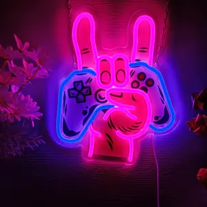 Game-themed neon lights, printed with game controller patterns and shapes, LED wall-mounted glowing neon lights, surprise gifts for gamers, wall decorations for game rooms and gaming clubs